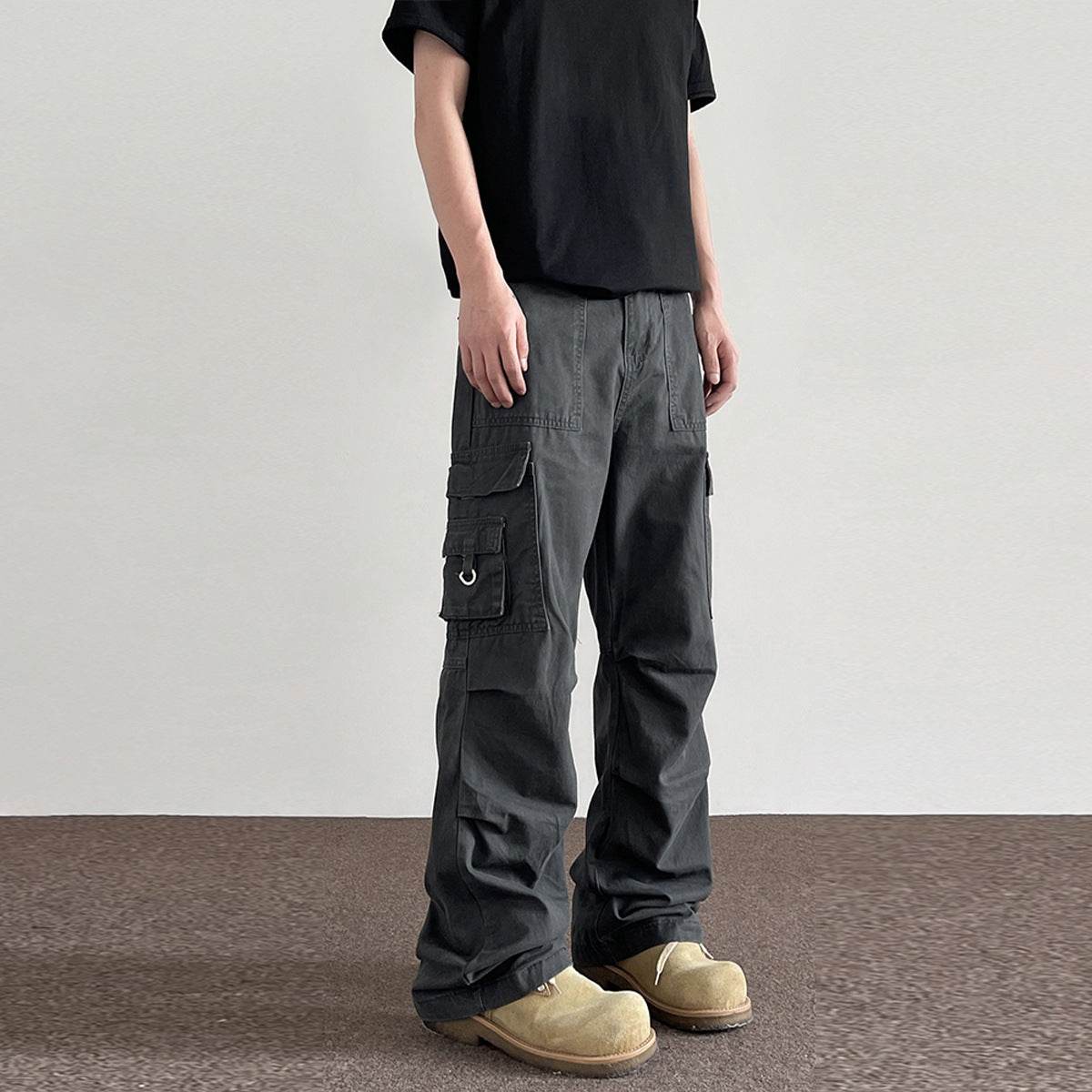 American Retro Washed Distressed Baggy Cargo pant trouser Men