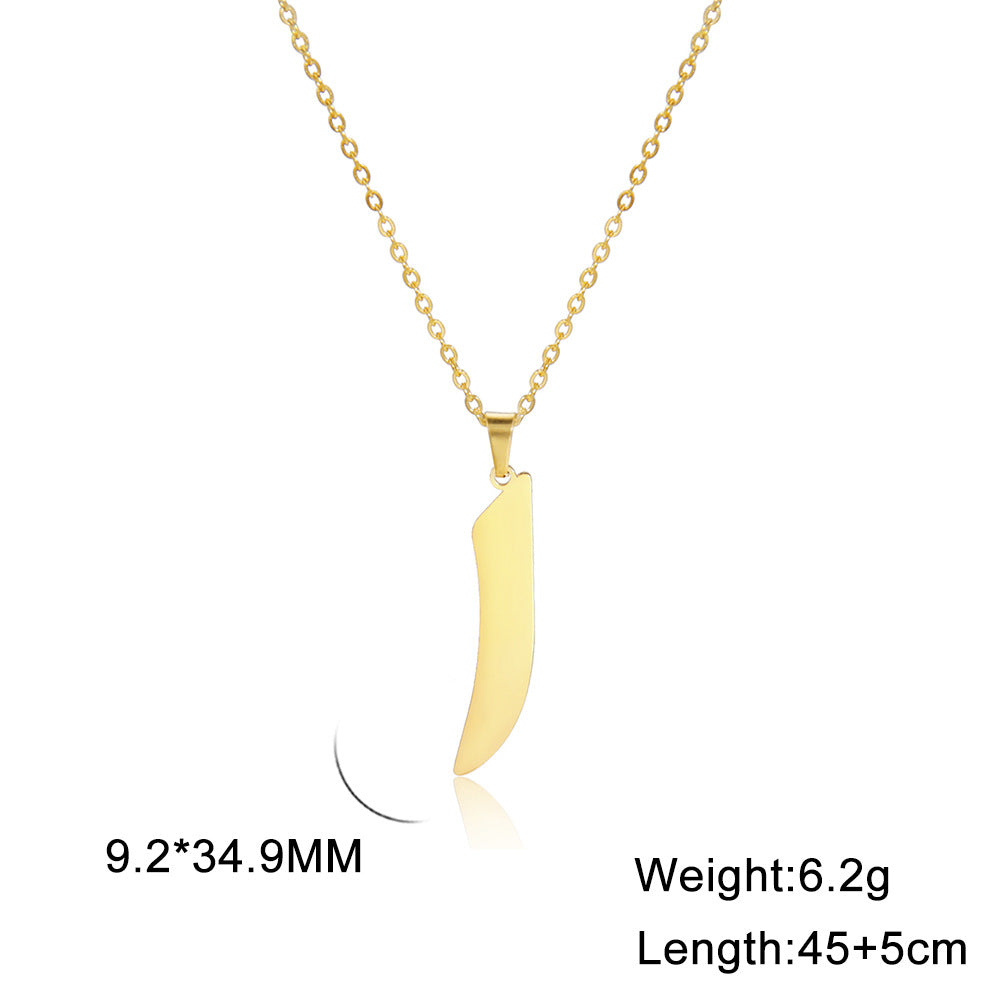 Cut Arabic Letter Pendant Stainless Steel Necklace