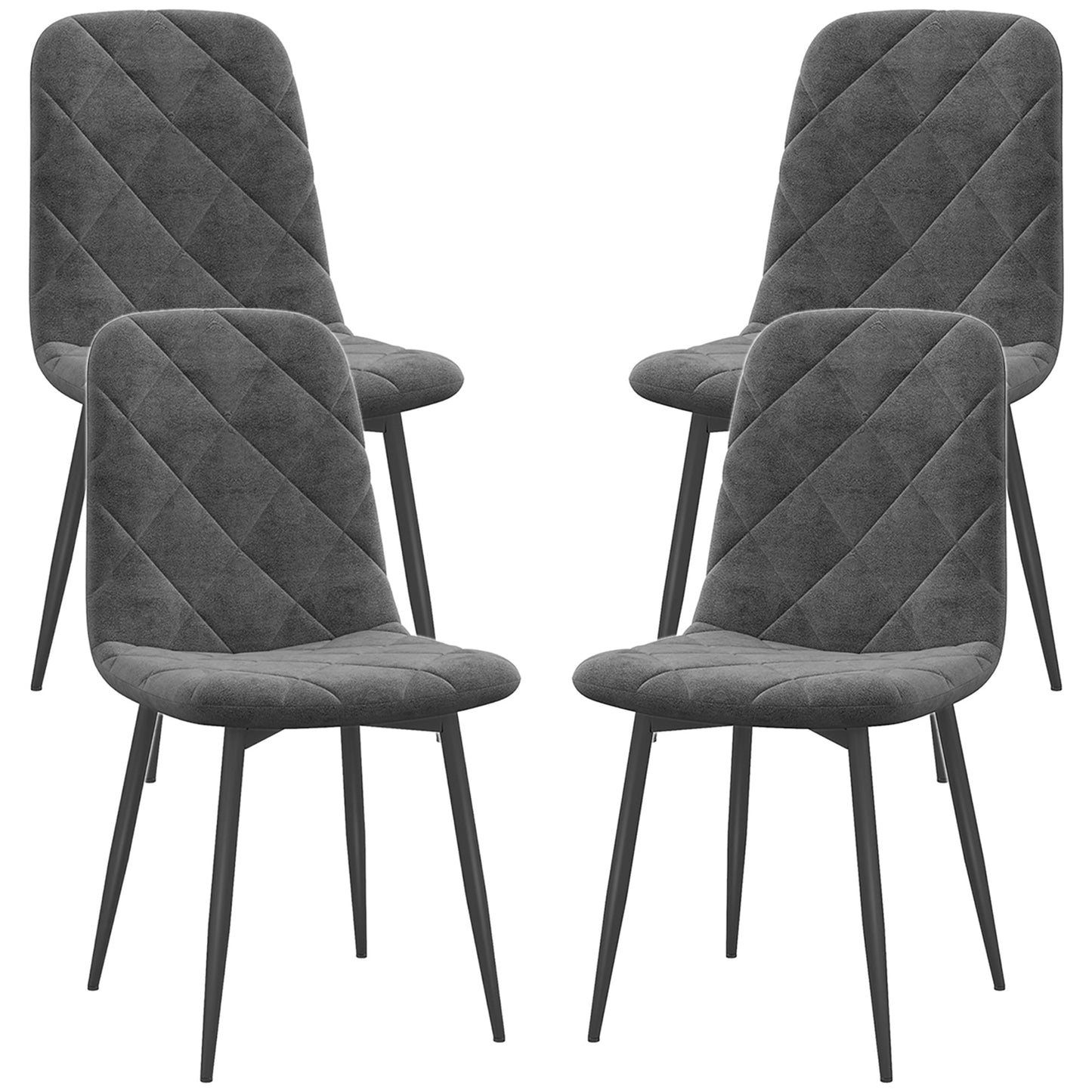 Arbor Upholstered Dining Chairs with Steel Legs-Set of 4-Grey