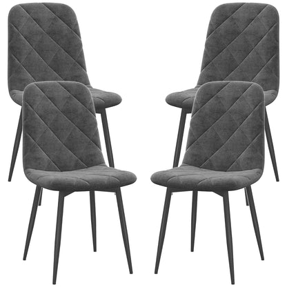 Arbor Upholstered Dining Chairs with Steel Legs-Set of 4-Grey