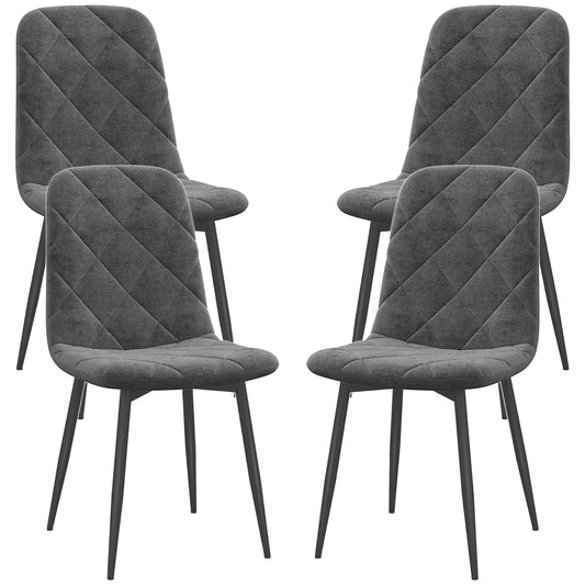 Arbor Upholstered Dining Chairs with Steel Legs-Set of 4-Grey