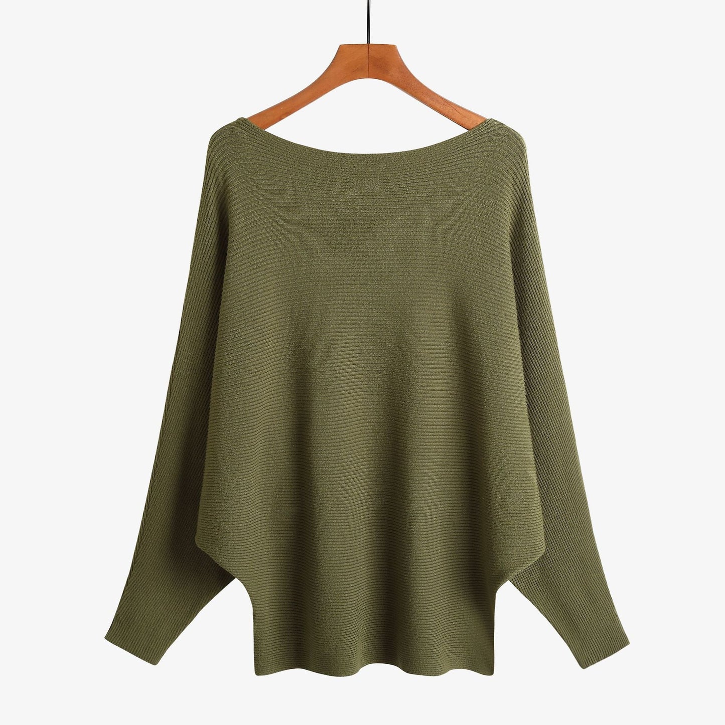 Women’s Halter Neck Batwing Knit Pullover Top – Stretchy Relaxed-Fit Casual Sweater