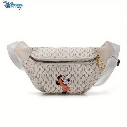 1pc Disney Mickey Cartoon Fanny PU Material Pack, Adjustable Strap Waist Bag With Fashion Zipper, Suitable For Sports & Outdoor Activities