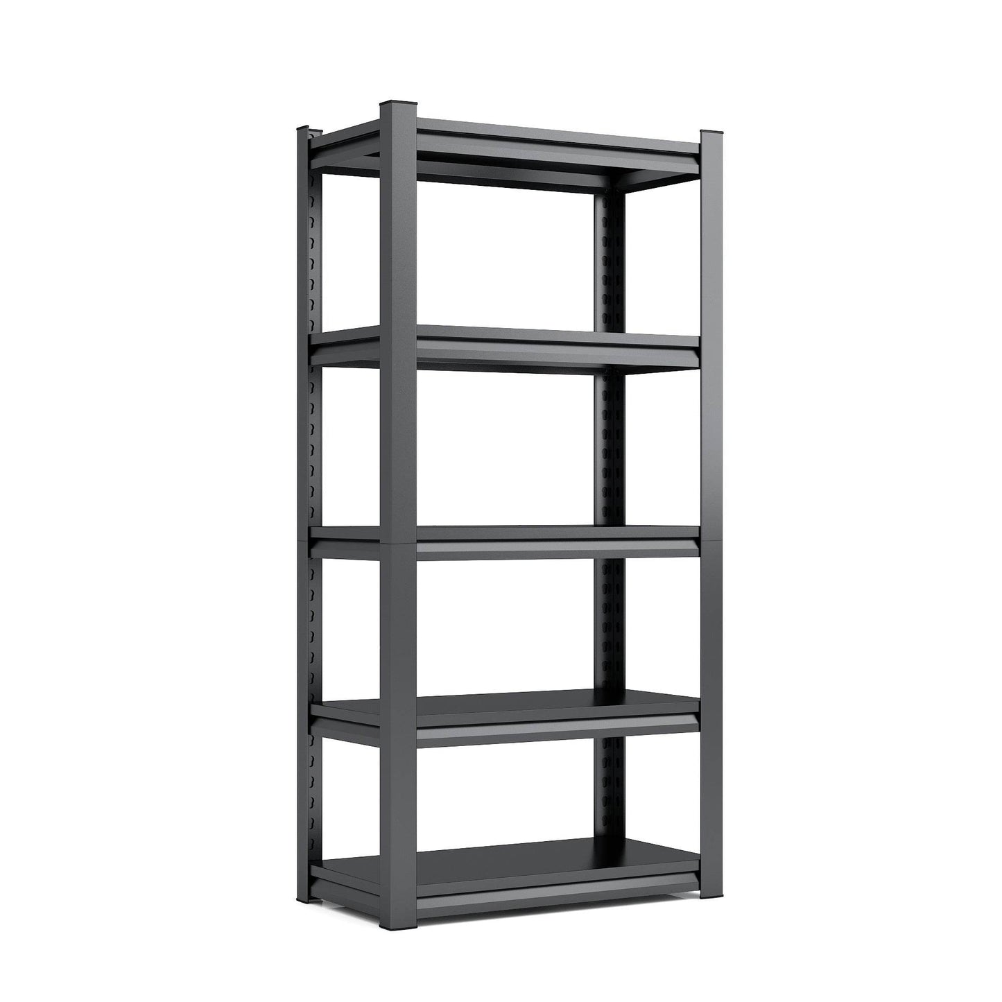 Étagères métalliques à plusieurs niveaux pour le rangement, étagères de garage, 907 kg, étagères de rangement robustes, étagères de garage réglables, unité d'étagères industrielles, support utilitaire de rangement, noir