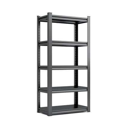 Étagères métalliques à plusieurs niveaux pour le rangement, étagères de garage, 907 kg, étagères de rangement robustes, étagères de garage réglables, unité d'étagères industrielles, support utilitaire de rangement, noir