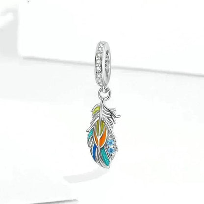 Beads DIY Pendent Accessories Enamel Feather