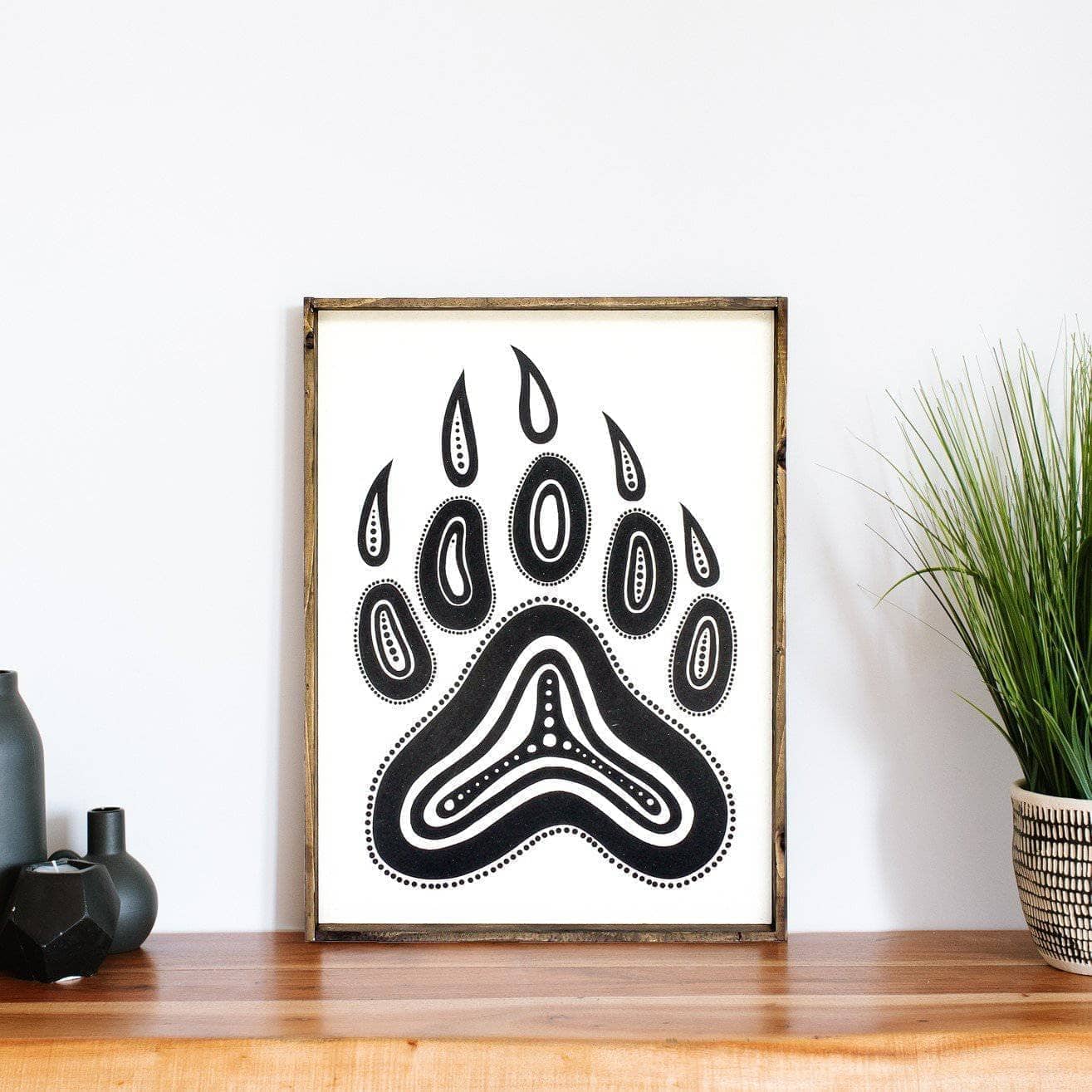 Bear Paw Symbol Wood Sign