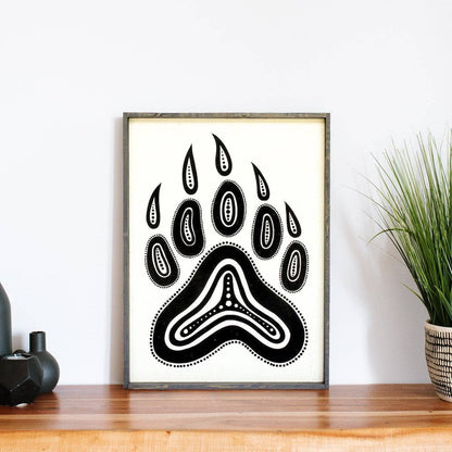 Bear Paw Symbol Wood Sign