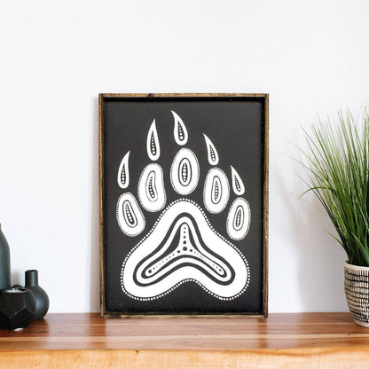 Bear Paw Symbol Wood Sign