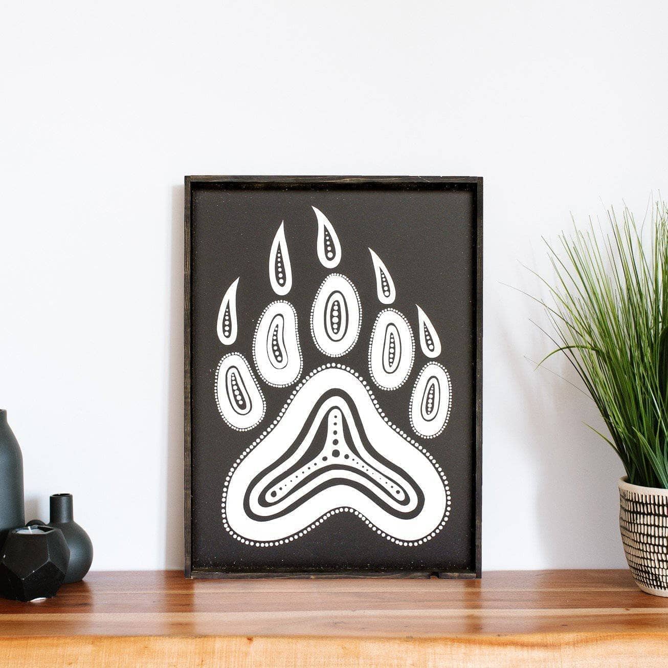Bear Paw Symbol Wood Sign