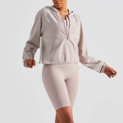 Women's Half Zipper Drawstring Workout Hoodie Athleisure Gym Hoodie