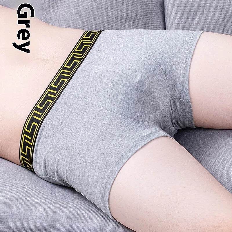 Men's Cotton Boxer Briefs Casual Solid Color Mid Waist underwear