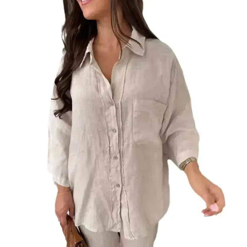 Casual Women Wide Leg Pants Long Sleeves Shirt Sets Ladies Loose High Street 2 Piece Outfits Pant co ords for Women Trouser co ords for Women