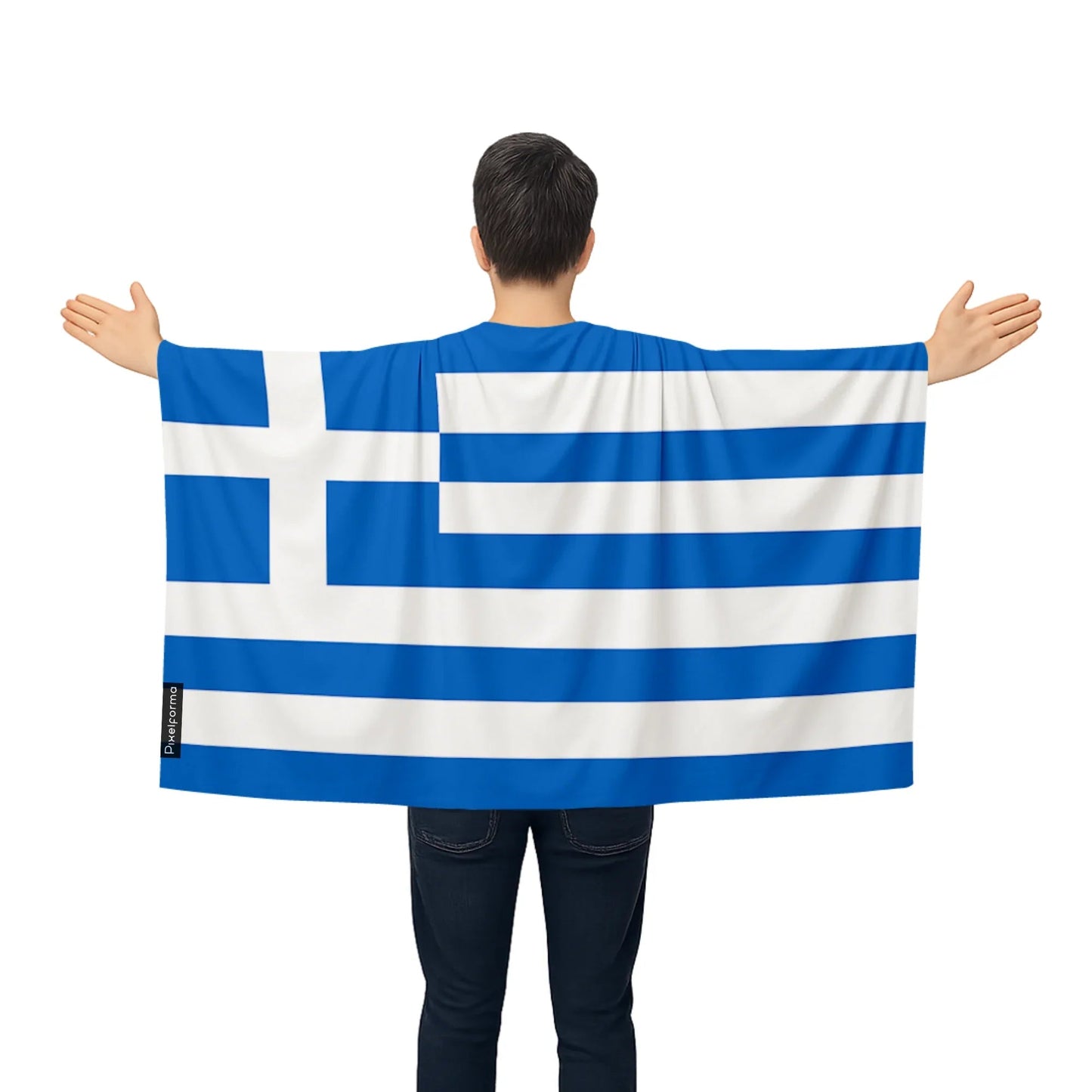 Cape Drapeau De La Grèce – Polyester Léger – Modèle À Enfiler