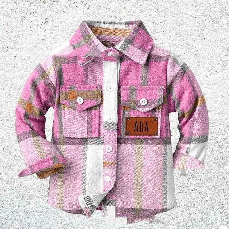 Baby Boy Cashmere Flannel Checkered button Shirt jacket kids