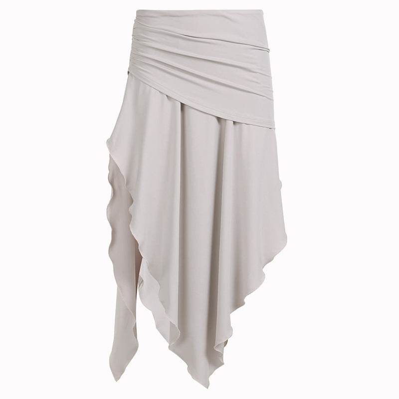 Jupe longue fendue asymétrique taille haute