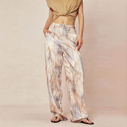 Casual Summer New High Waist Retro Printed Trousers