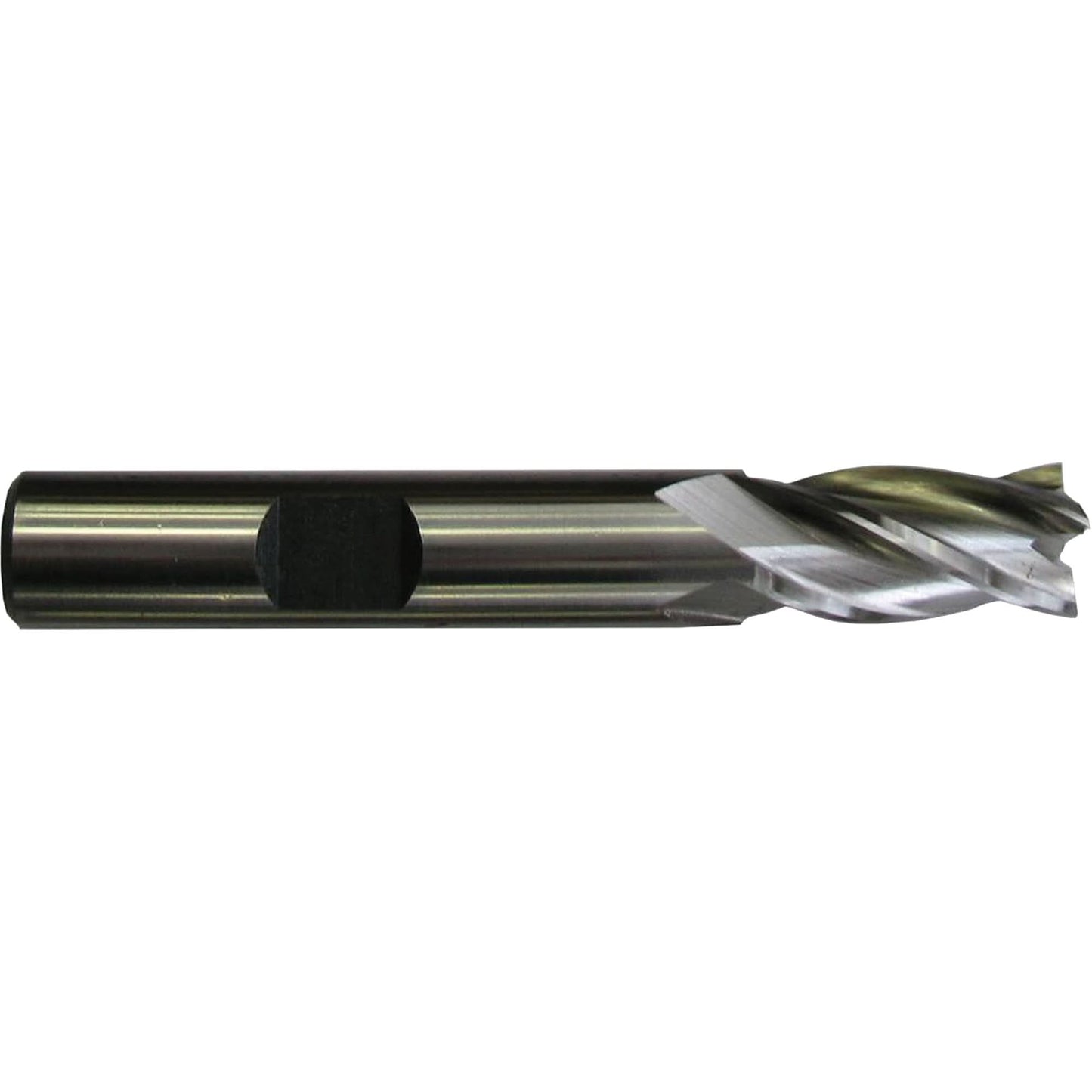 Uncoated Center Cut Weldon Shank End Mill, 3/8" Dia., 2-1/2" L, 4 Flutes, 3/8" Shank, Cobalt