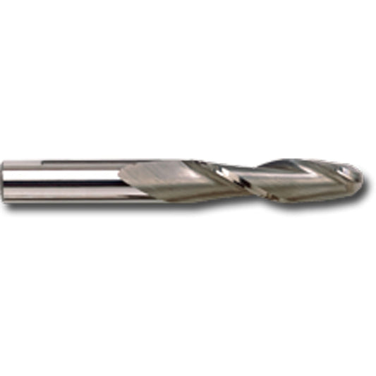Extra Long Series Ball Nose End Mill For Aluminum, 1/4" Dia., 2 Flutes, High Speed Steel