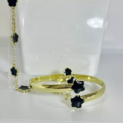 14k Clover Jewellery set (2pcs) in Green and Black colour