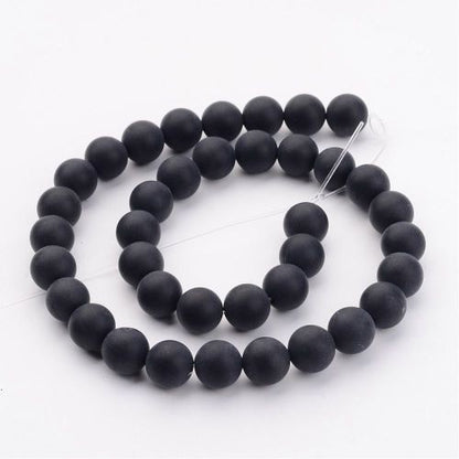 Black Onyx Frosted Gemstone Beads