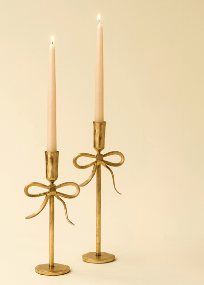 Bow Forged Candlestick, Set of 2 – Gold