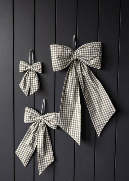 Bow | Gingham Green Fabric