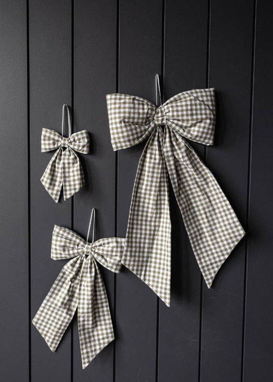 Bow | Gingham Green Fabric