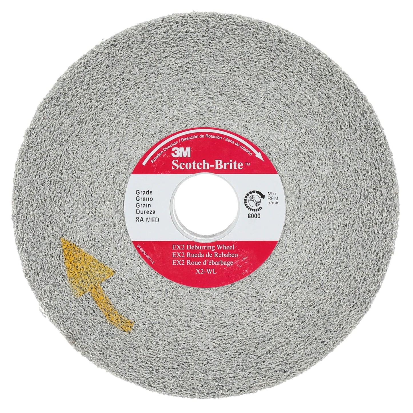 Scotch-Brite™ EXL Deburring Wheel, 6" x 1", 1"-8 Arbor, 1, Aluminum Oxide