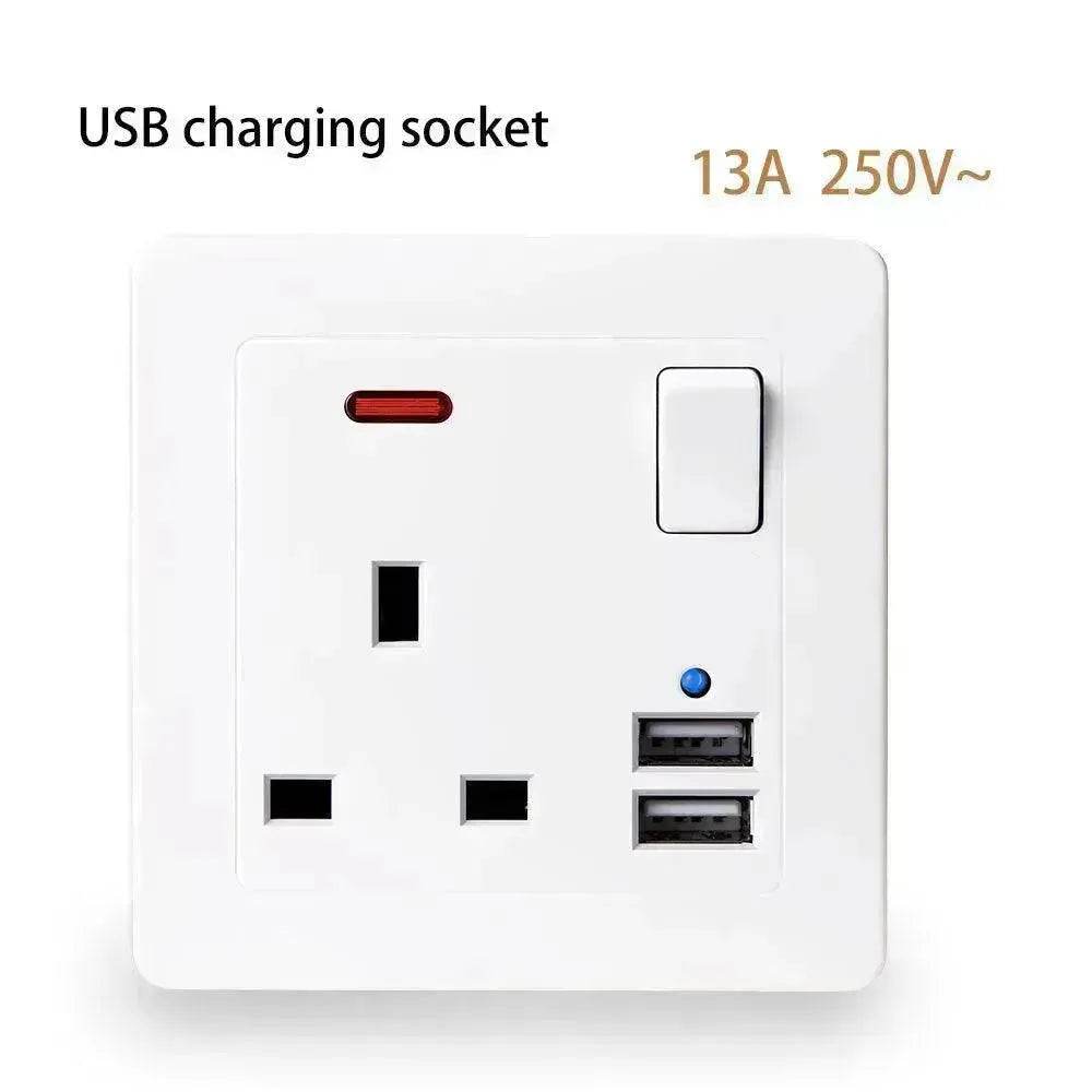 British Standard USB Wall Three-hole Power Strip Socket Panel