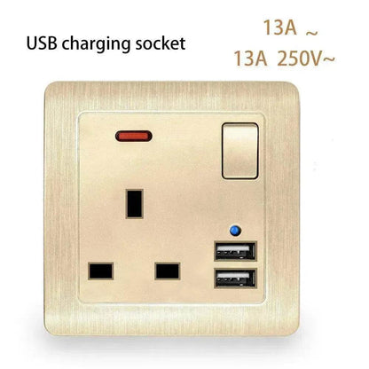 British Standard USB Wall Three-hole Power Strip Socket Panel