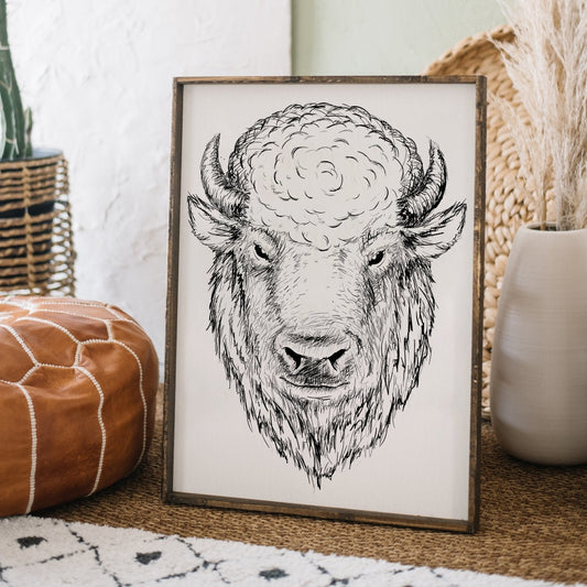 Panneau de bois Tête de buffle (Earl)