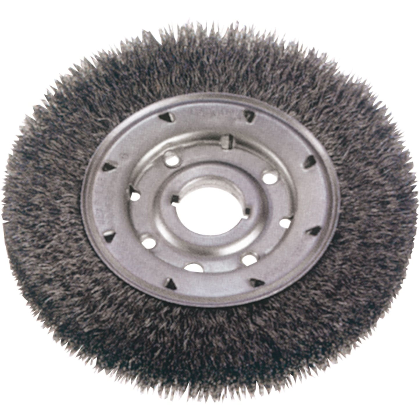 Brosses circulaires à fils ondulés - Face moyenne, diamètre 25,4 cm, garniture 0,3 mm, alésage 5,08 cm