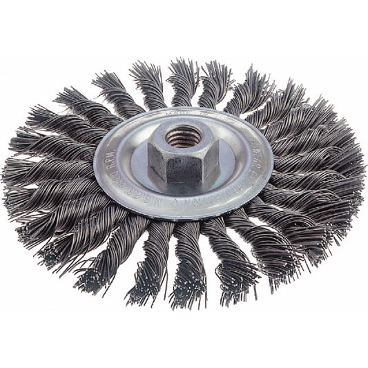 Knot Wire Wheel Brushes-Standard Twist Knot, 8" Dia., 0.023" Fill, 5/8" Arbor, Steel