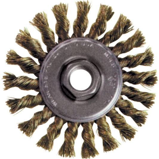 High Speed Small Grinder Knot Wire Wheel Brush, 5" Dia., 0.02" Fill, 5/8"-11 Arbor, Steel