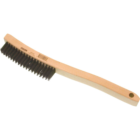Curved Handle Scratch Brushes, Steel, 4 x 19 Wire Rows, 13-11/16" Long