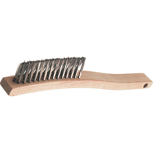 V-Groove Long Handle Scratch Brushes, Stainless Steel, 3 x 14 Wire Rows, 13-3/4" Long