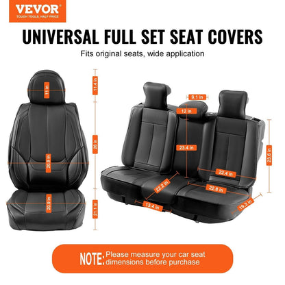 Seat Covers, Universal Car Seat Covers Full Set Seats, Front And Rear Seat, 13pcs Faux Leather Seat Cover, Full Enclosed Design, Detachable Headrest And Airbag Compatible, For Most Car SUV Truck