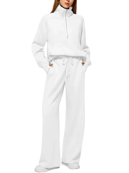 Plain Women Matching Casual Winter Tracksuit set - joggers and hoodie set for women