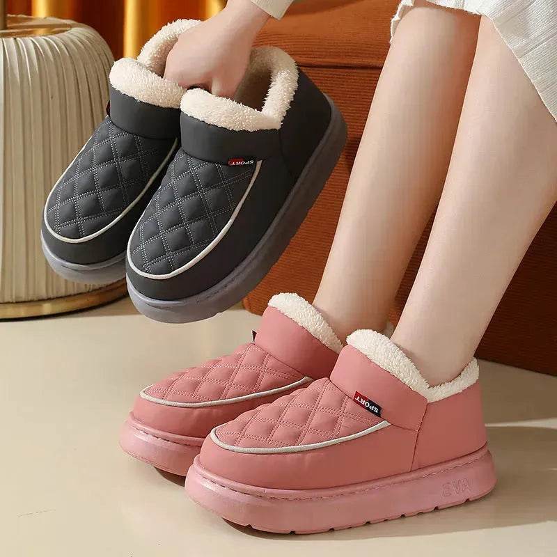Winter Plush Cotton platform Shoes Warm Thick-bottom Waterproof Home Slippers All-match Indoor Outdoor Garden Shoes For Women