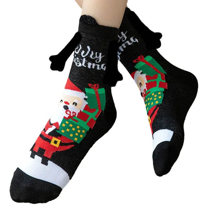 Hand Holding Couple Magnetic Handle Christmas Stockings