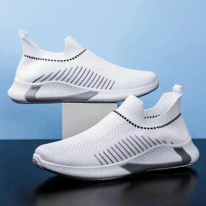 Chaussures Chaussettes en Maille Tendance avec Motif Rayé pour Homme, Baskets Respirantes à Enfiler, Chaussures de Course Légères Décontractées