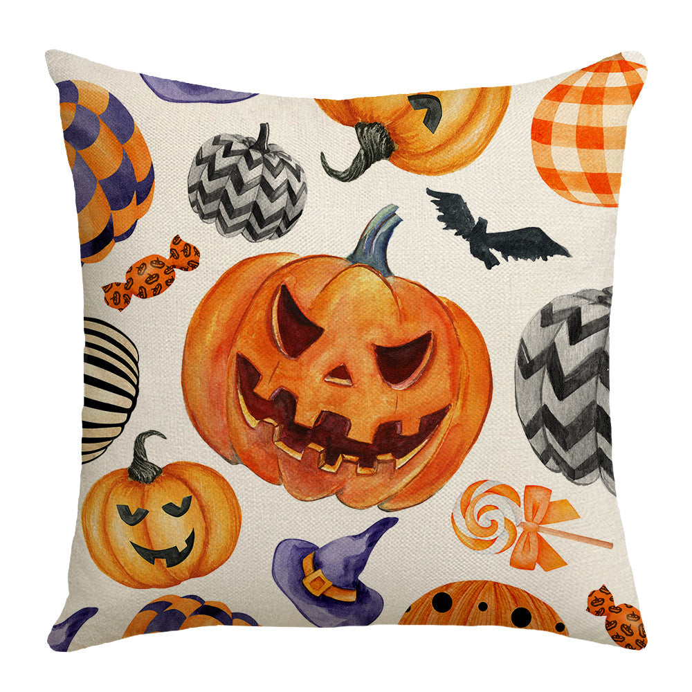Halloween Cartoon Car Pumpkin Pillow Cover – Nordic Festival Sofa Cushion Case 45×45cm