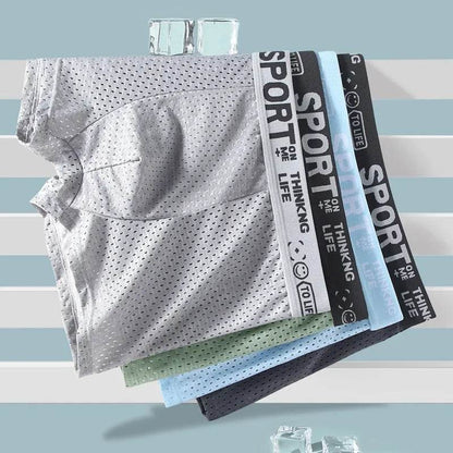 Men's Underwear Mid Waist Mesh Ice Silk Mesh SPORT Boxer Brief