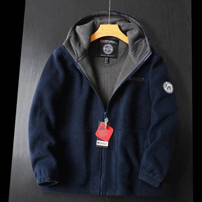 Fleece Hoodie – Warm Zipper Pocket Amekaji Style Hooded Jacket
