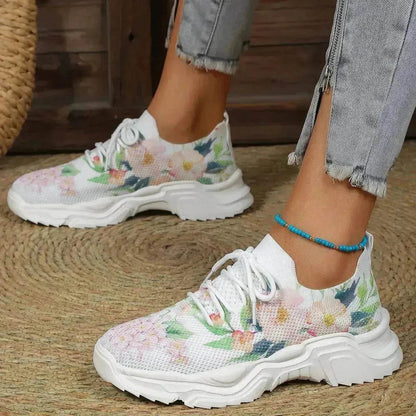Chaussures de course pour femmes Flower Sports Baskets plates tendance