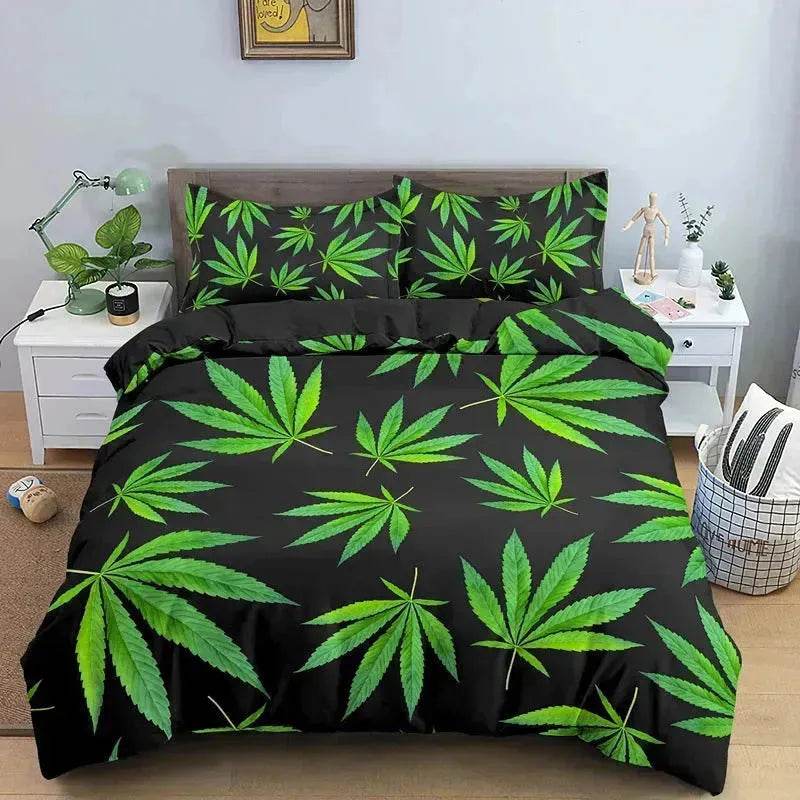 Parure de lit Feuille de Cannabis Psychédélique Colorée