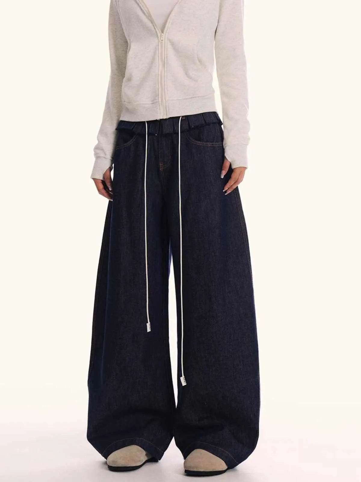Pantalon jean ample à taille lâche pour hommes et femmes