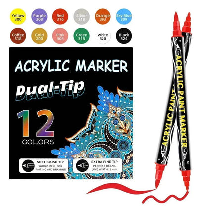 Acrylic Marker Pen Double-headed Stackable Water-based Paint Brush Paint Marker and Highlighter