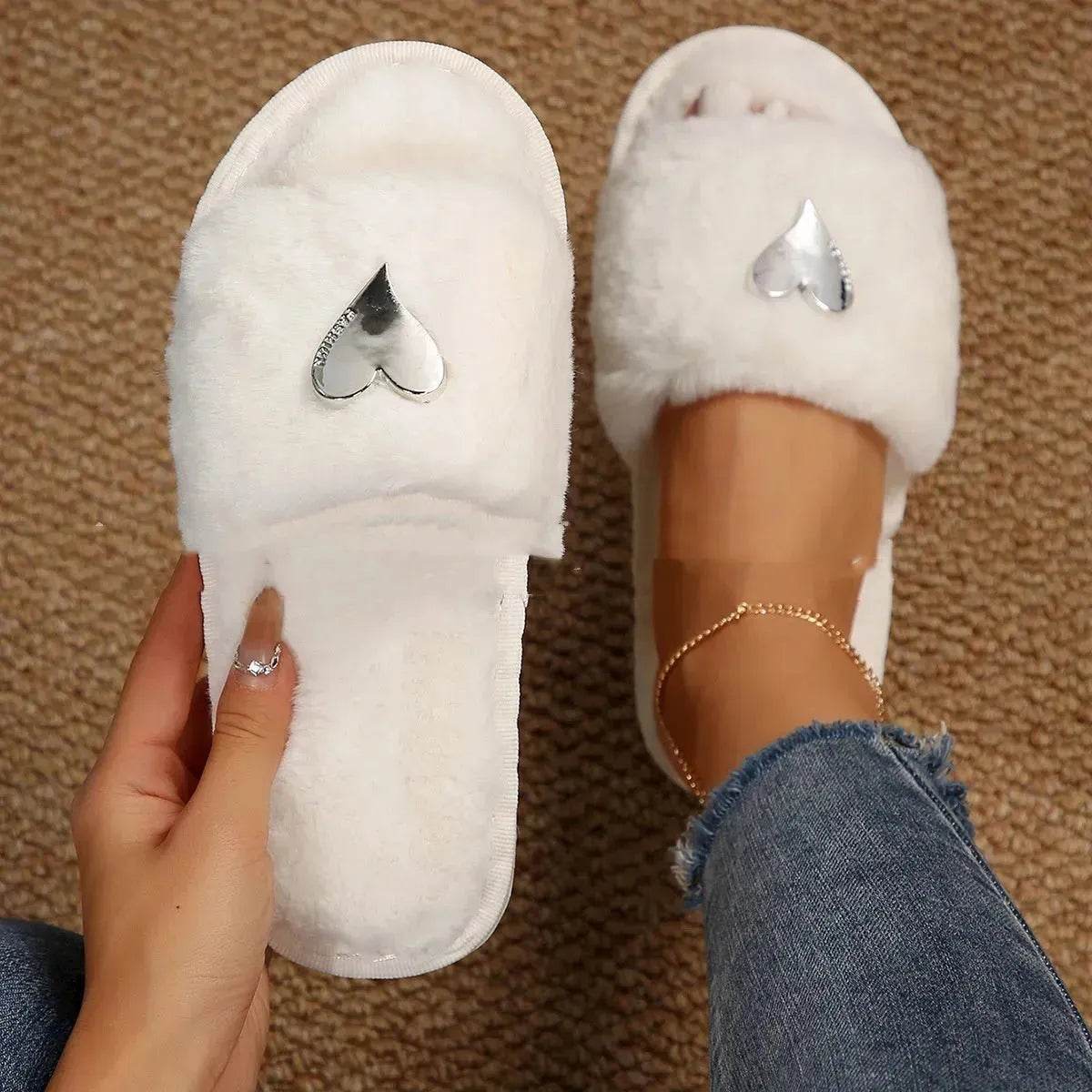 Chaussons moelleux d'hiver, chauds, en fourrure, pour femmes, chaussures en peluche, pantoufles d'intérieur, tongs rembourrées en polaire pour le salon et la chambre.